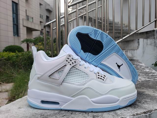 Air Jordan 4 Men Basketball Shoes White Blue Outsole-70 - Click Image to Close